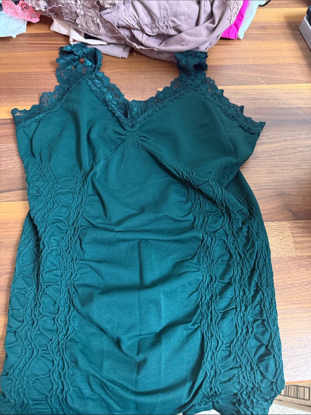 Lace-Trim Forest Green Women's Camisole